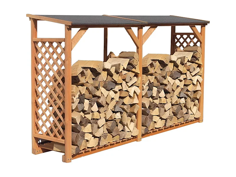 Abri bûches en bois coloris miel Avec extension