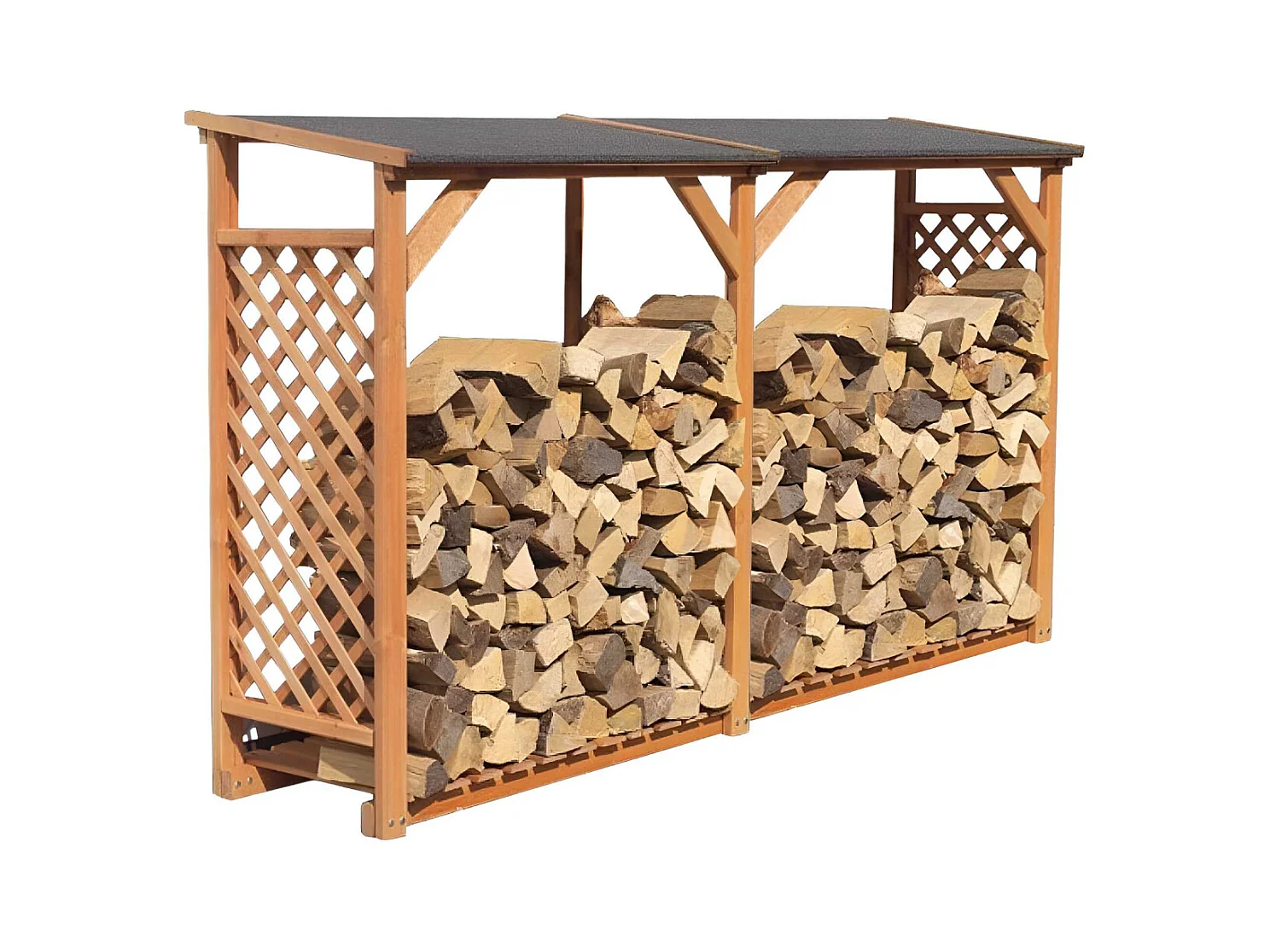 Abri bûches en bois coloris miel Avec extension