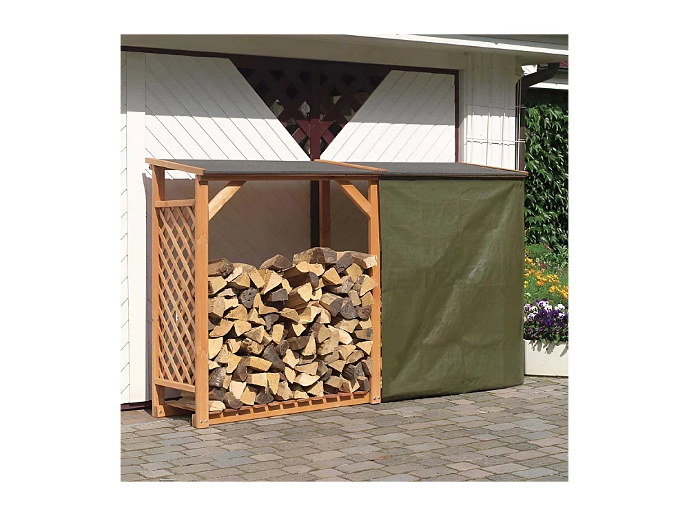 Abri bûches en bois coloris miel Avec extension