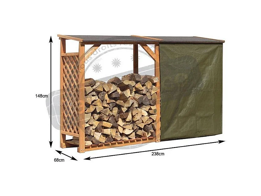 Abri bûches en bois coloris miel Avec extension