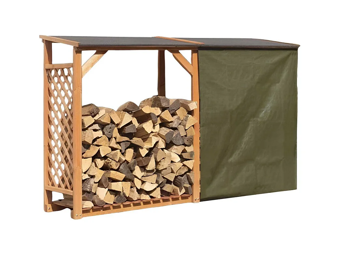 Abri bûches en bois coloris miel Avec extension