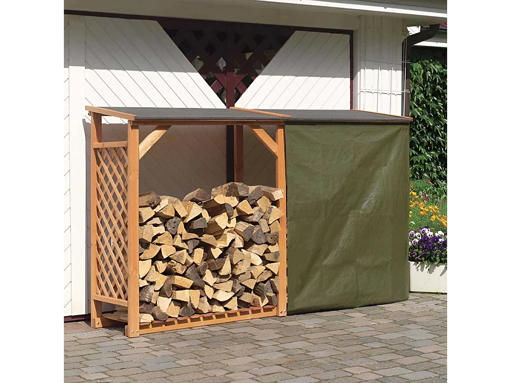 Abri bûches en bois coloris miel Avec extension