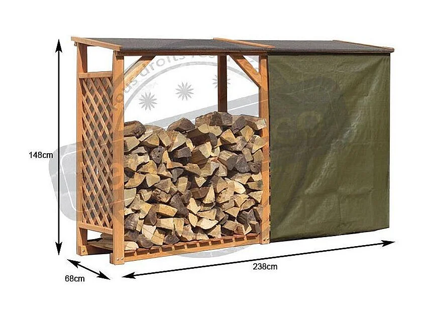 Abri bûches en bois coloris miel Avec extension