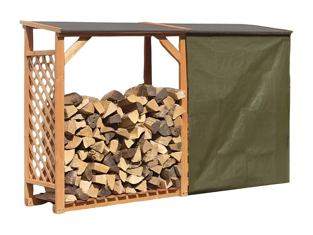 Abri bûches en bois coloris miel Avec extension