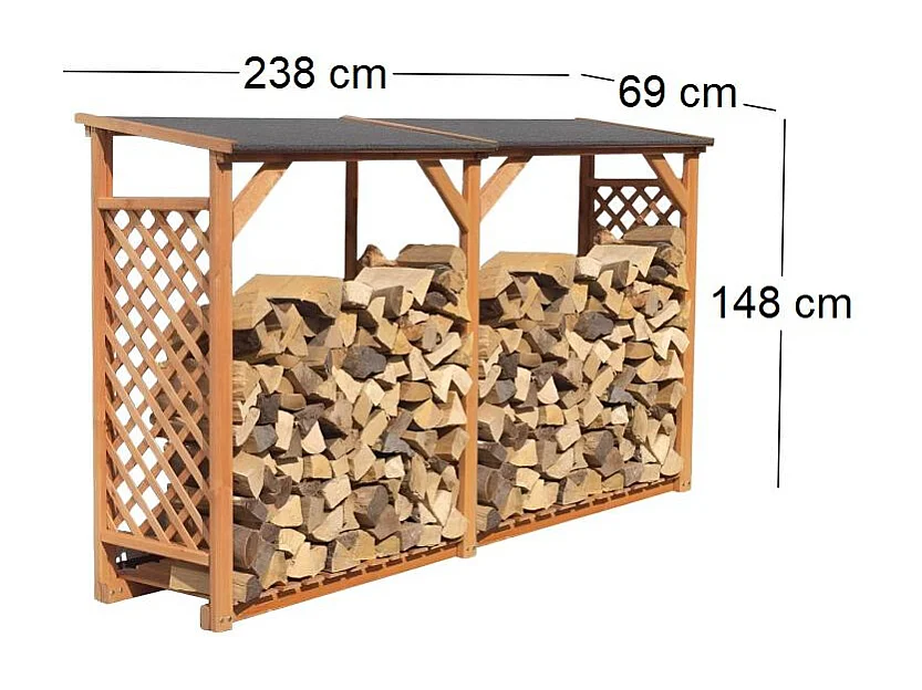 Abri bûches en bois coloris miel Avec extension