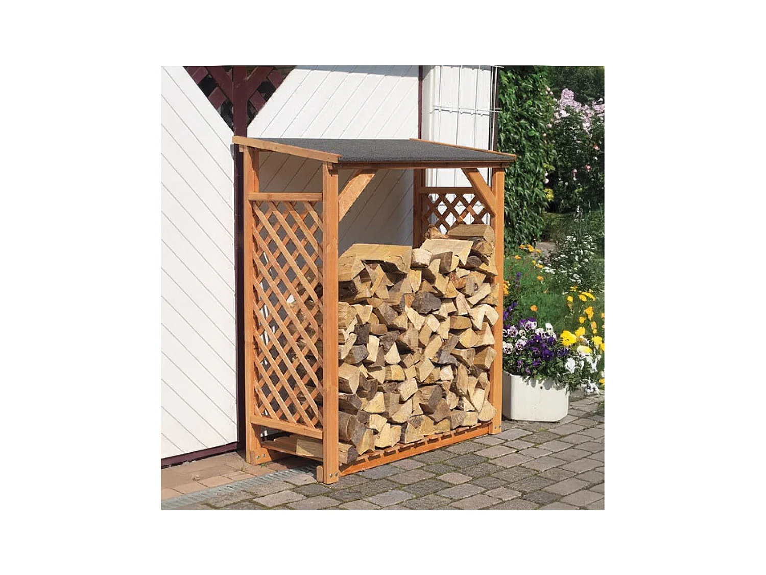 Abri bûches en bois coloris miel Simple