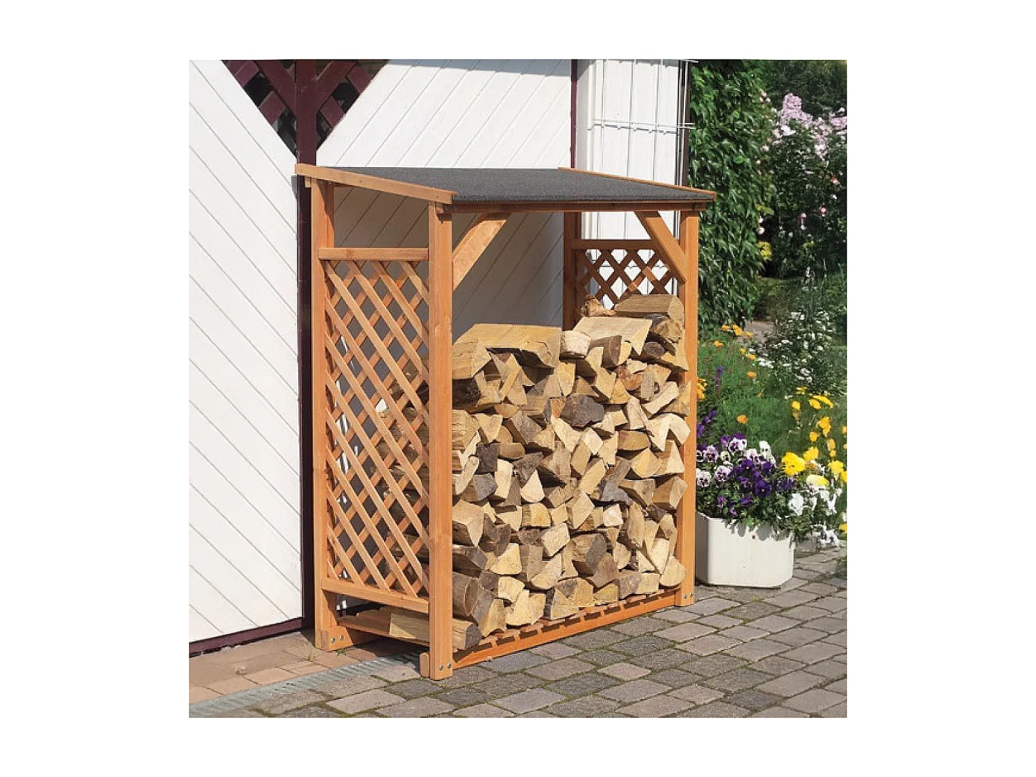 Abri bûches en bois coloris miel Simple