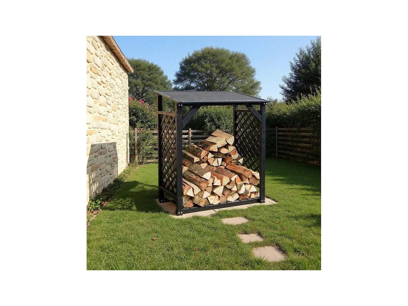 Bûcher treillis en bois Black edition Simple