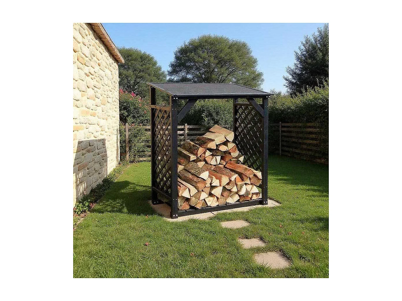 Bûcher treillis en bois Black edition Simple