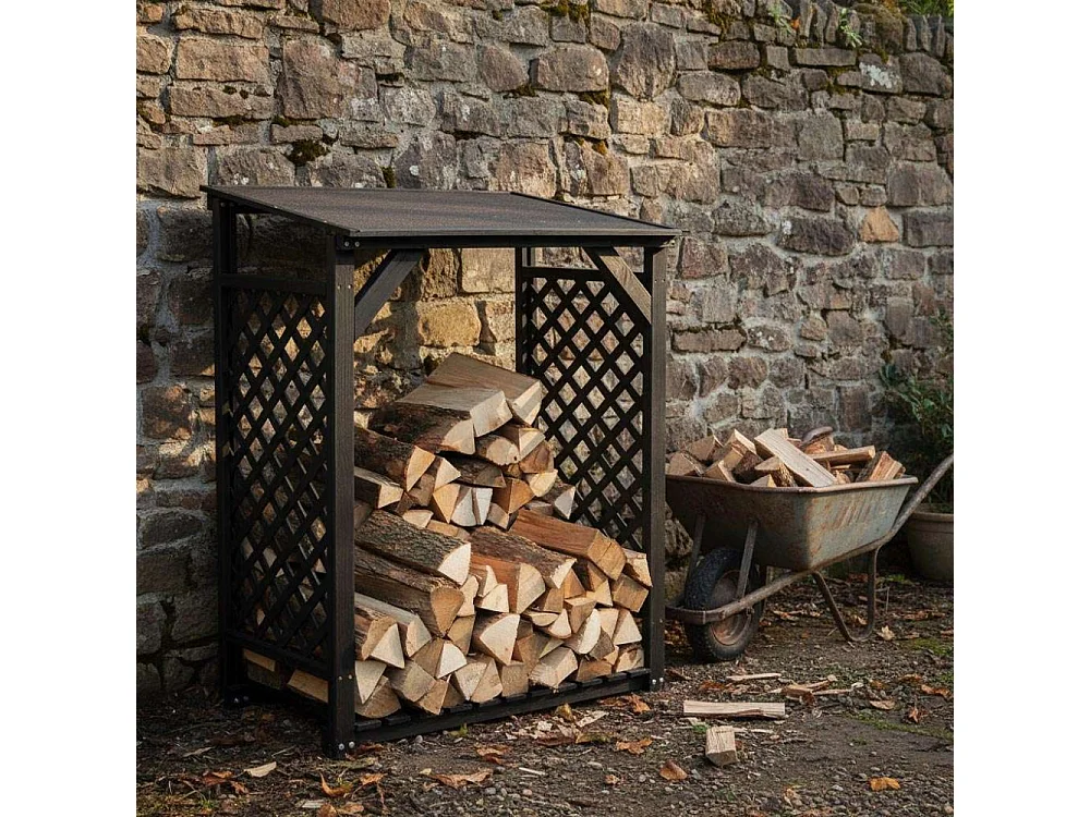 Bûcher treillis en bois Black edition Simple
