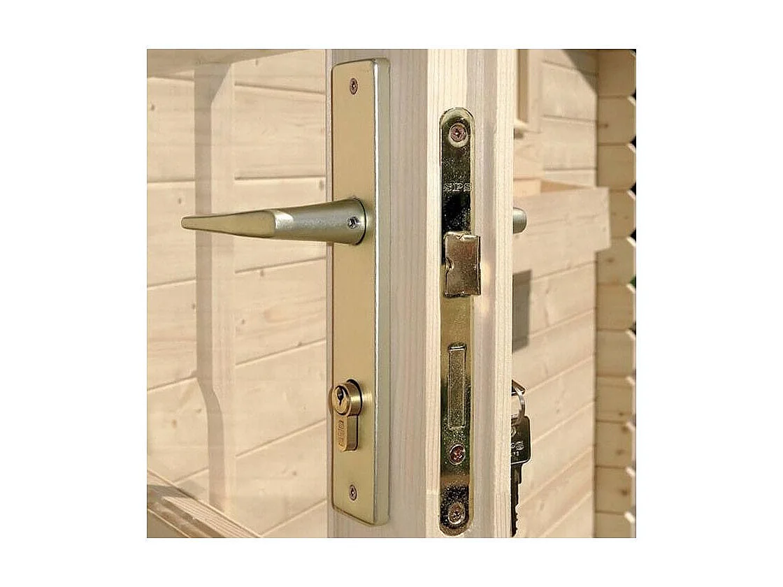 Abri de jardin toit plat avec auvent en bois 2,98 x 5,96 m