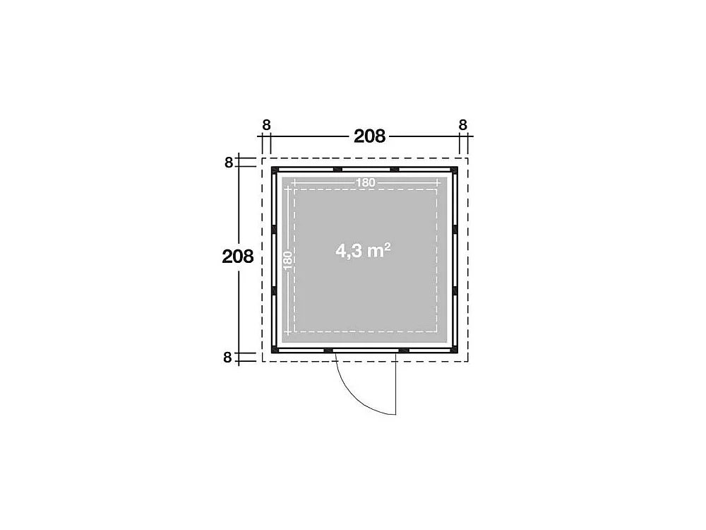 Abri de jardin moderne en acier porte simple 4,3 m² Eleganto 2121