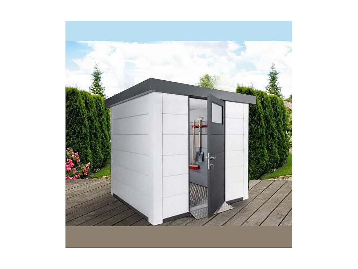 Abri de jardin moderne en acier porte simple 5,7 m² Eleganto 2424