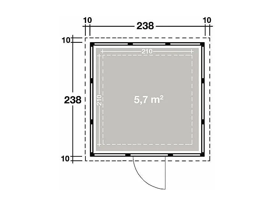 Abri de jardin moderne en acier porte simple 5,7 m² Eleganto 2424