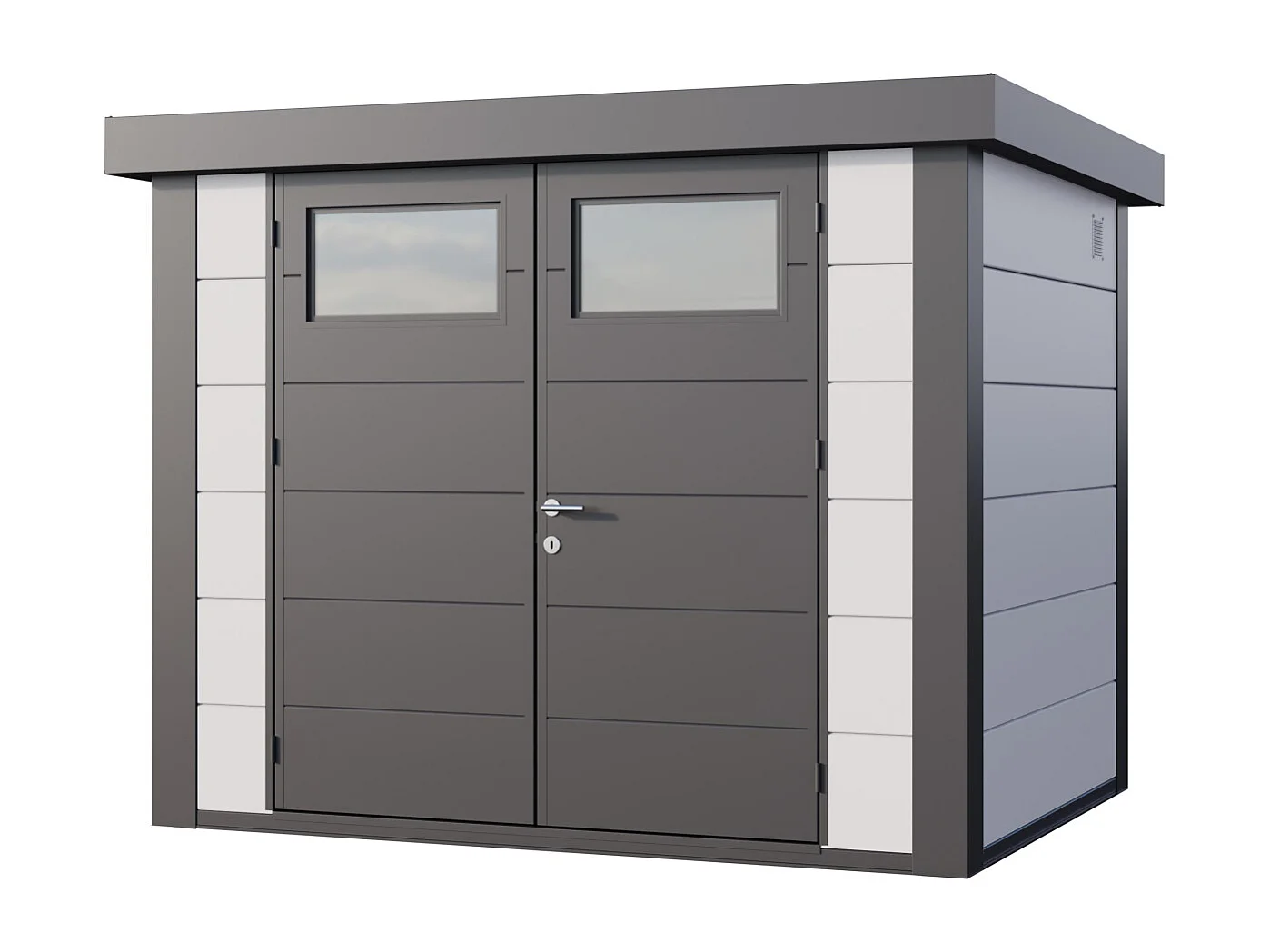 Abri de jardin moderne en acier porte double 5,6 m² Eleganto 2721 Blanc, Anthracite