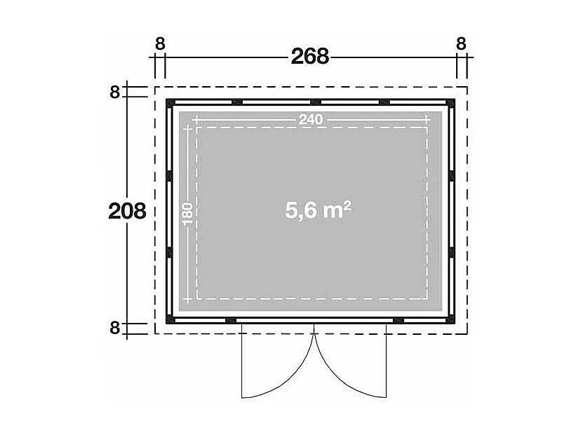 Abri de jardin moderne en acier porte double 5,6 m² Eleganto 2721 Blanc, Anthracite