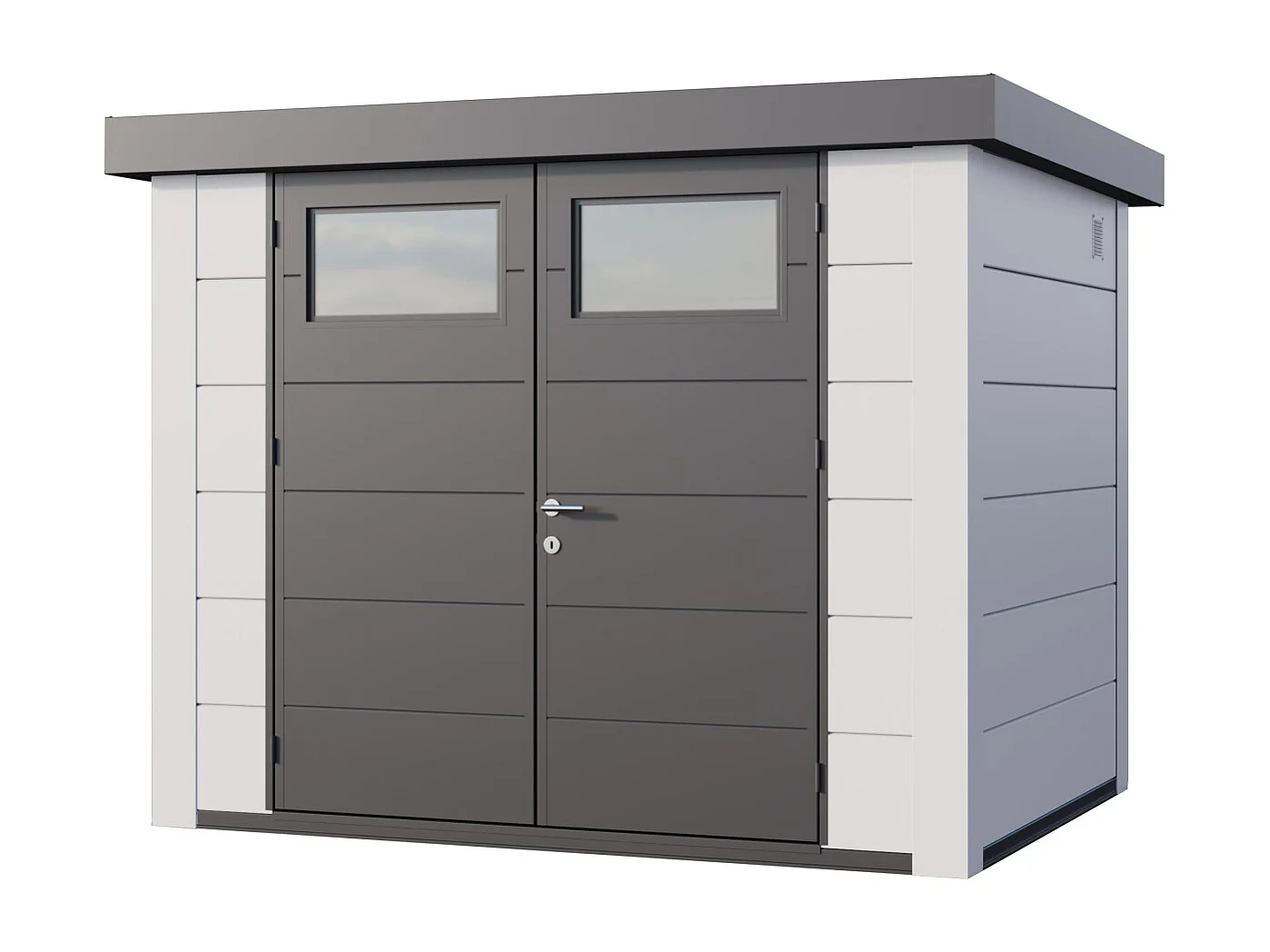 Abri de jardin moderne en acier porte double 5,6 m² Eleganto 2721