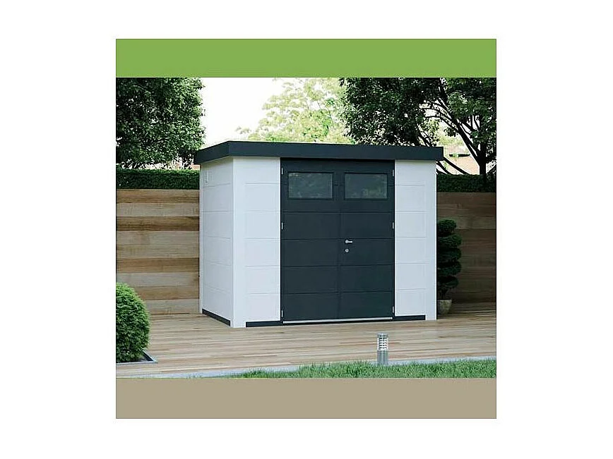 Abri de jardin moderne en acier porte double 5,6 m² Eleganto 2721