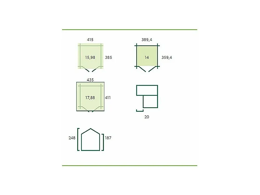 Chalet en bois 15.98 m² Ystad Avec gouttière