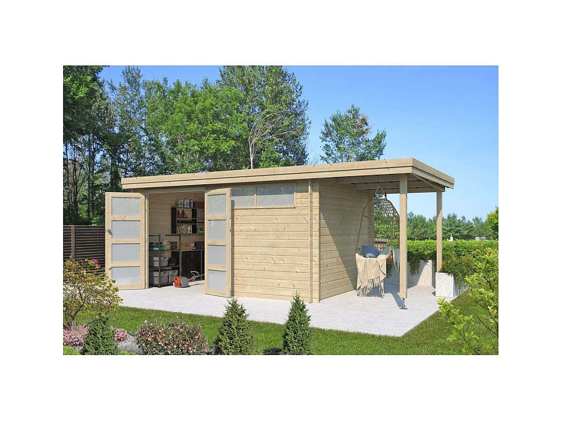 Chalet en bois 12.24 m² avec extension Moderne Sans option