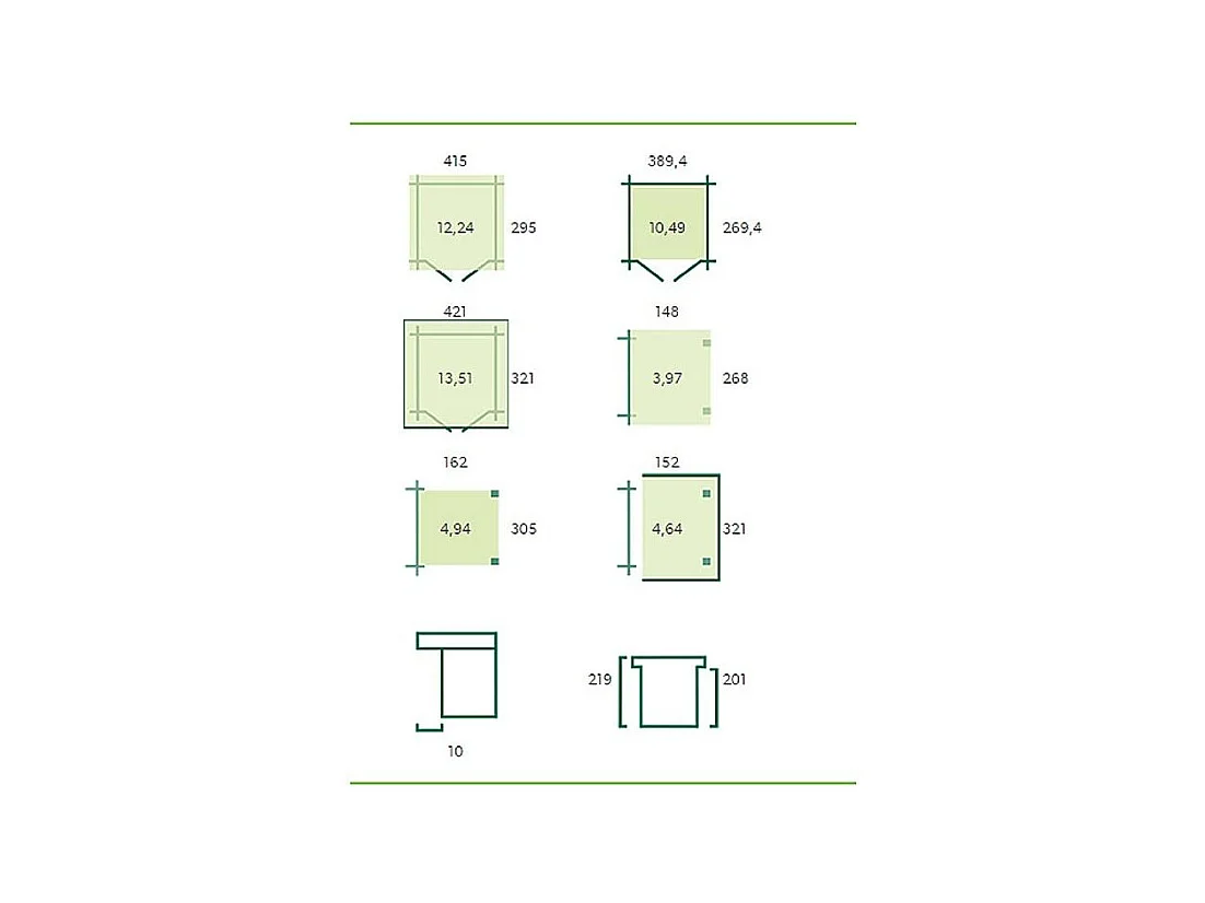 Chalet en bois 12.24 m² avec extension Moderne Sans option