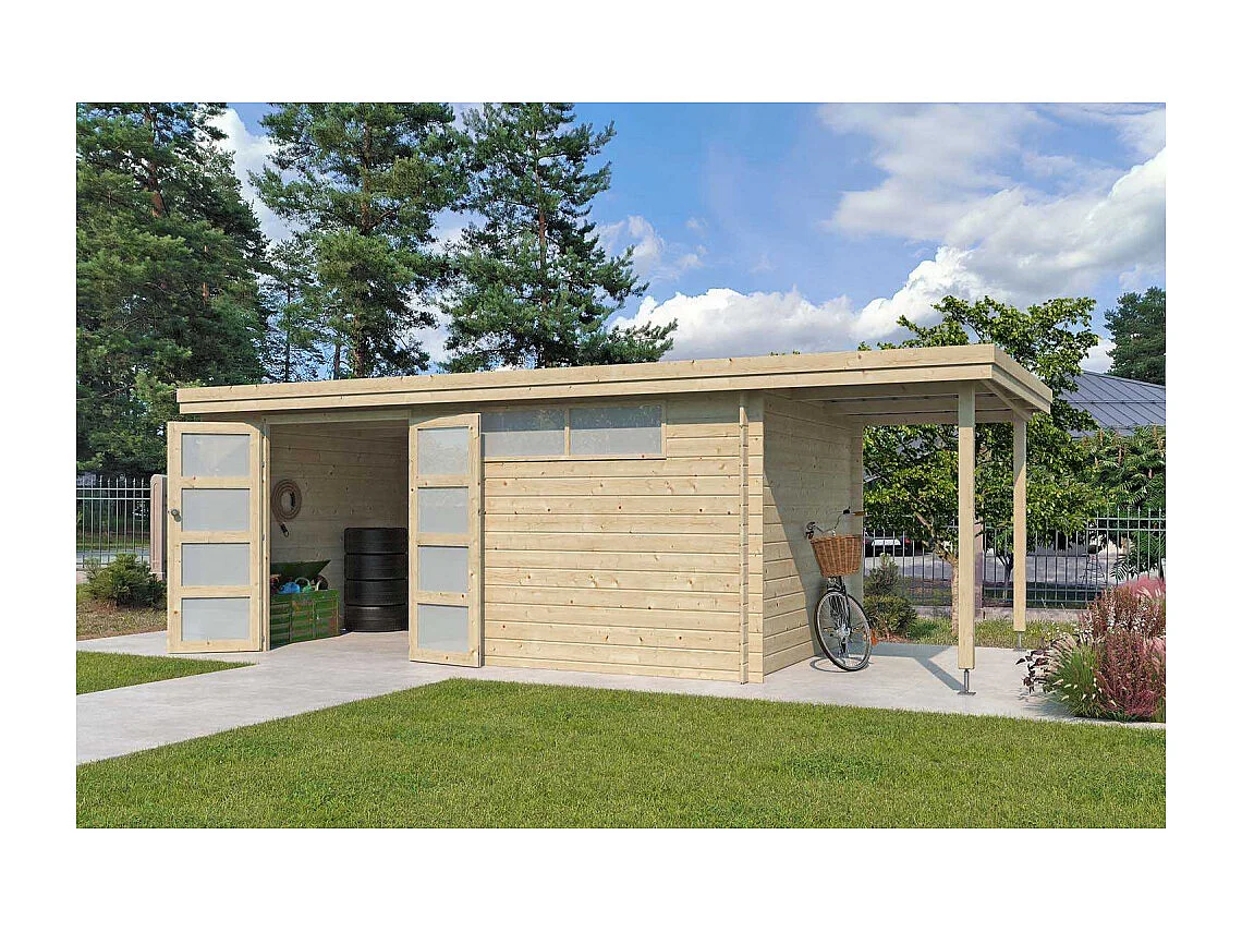 Chalet en bois 14.9 m² avec extension Moderne Avec gouttière