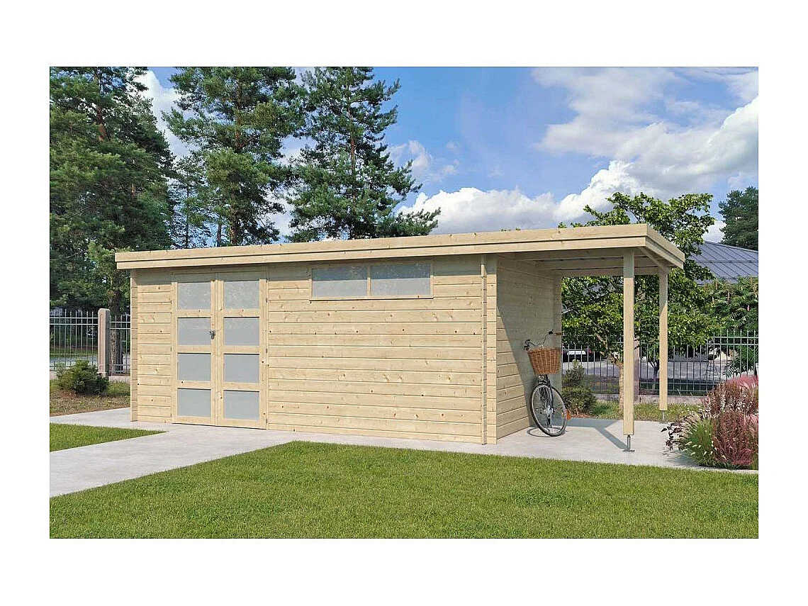 Chalet en bois 14.9 m² avec extension Moderne Avec gouttière