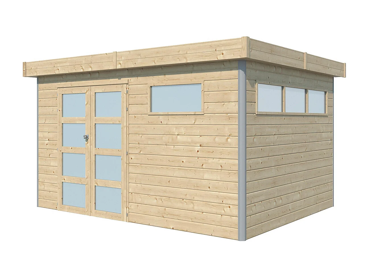 Chalet en bois profil aluminium contemporain 11.36 m² Avec plancher + gouttière