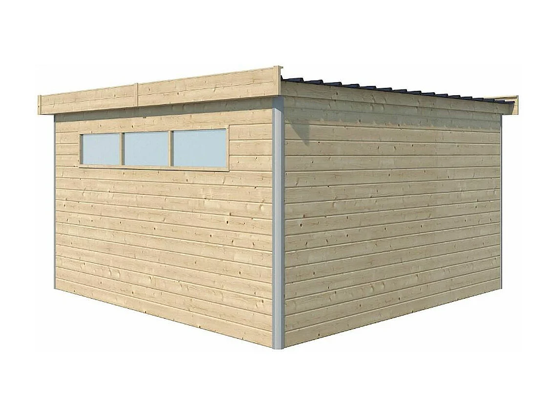 Chalet en bois profil aluminium contemporain 14.82 m² Sans option