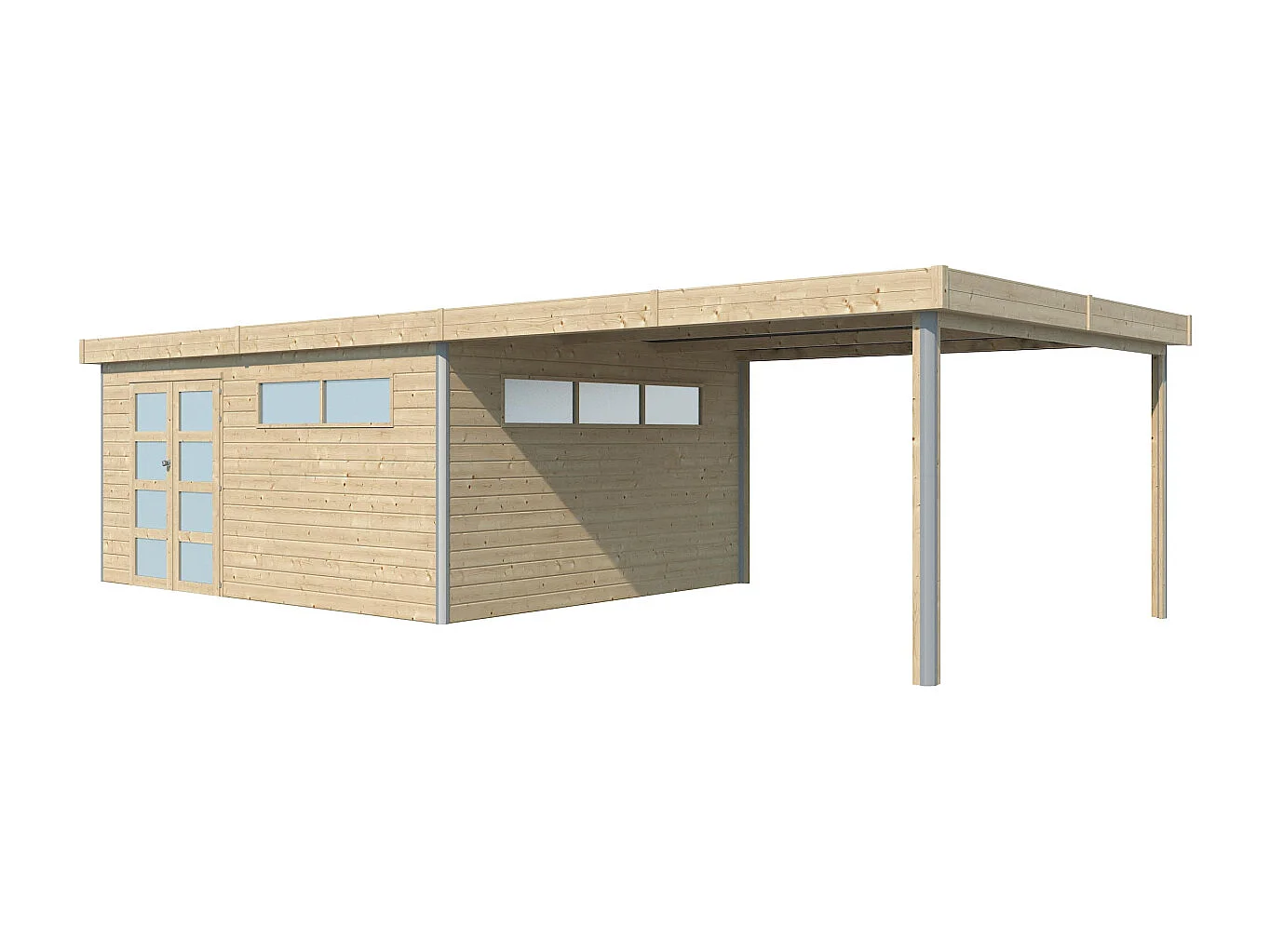 Chalet en bois profil aluminium contemporain avec extension 34 m² Sans option