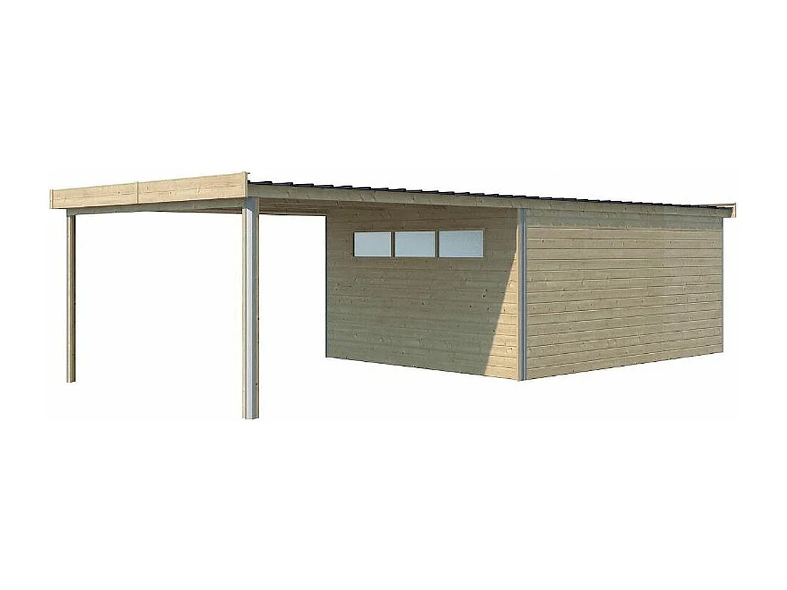Chalet en bois profil aluminium contemporain avec extension 34 m² Sans option