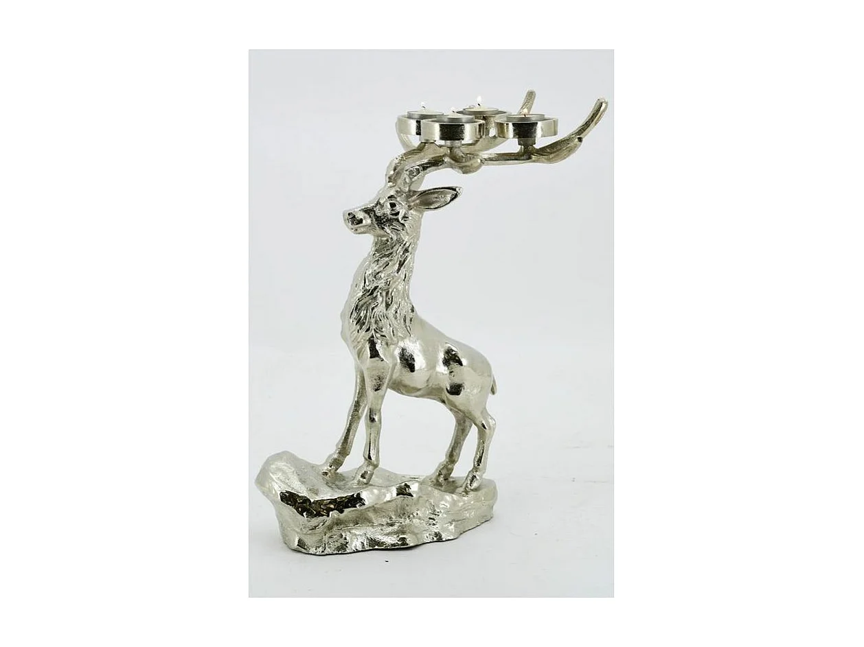 Cerf porte-bougies aluminium