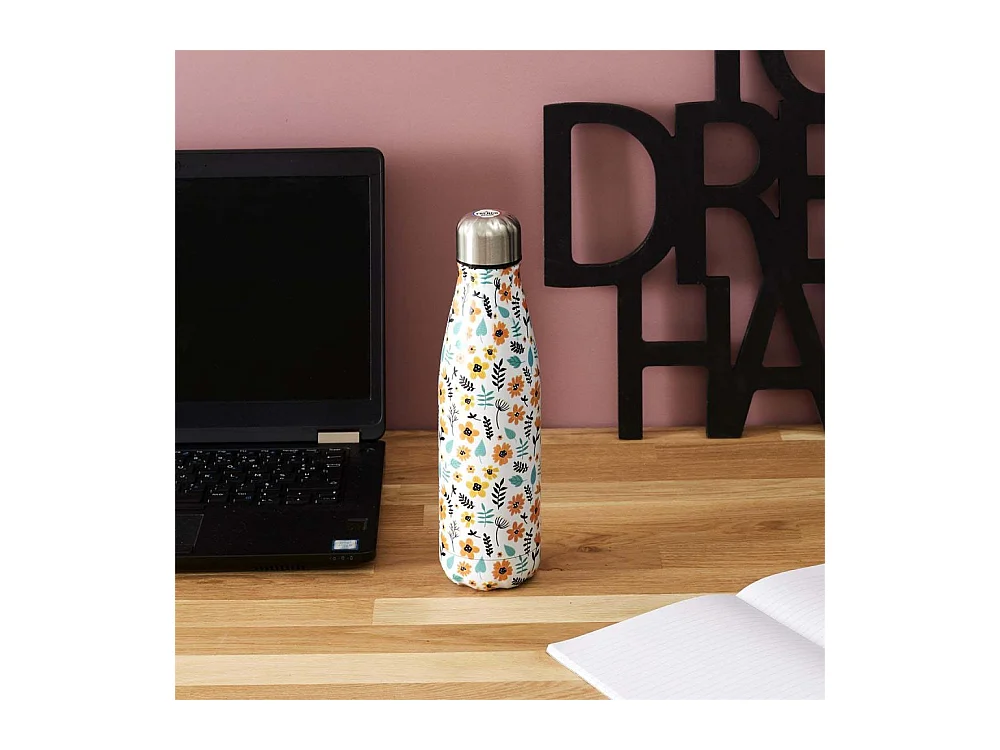 Botella de transporte de doble pared de acero inoxidable 50 cl Flores 5