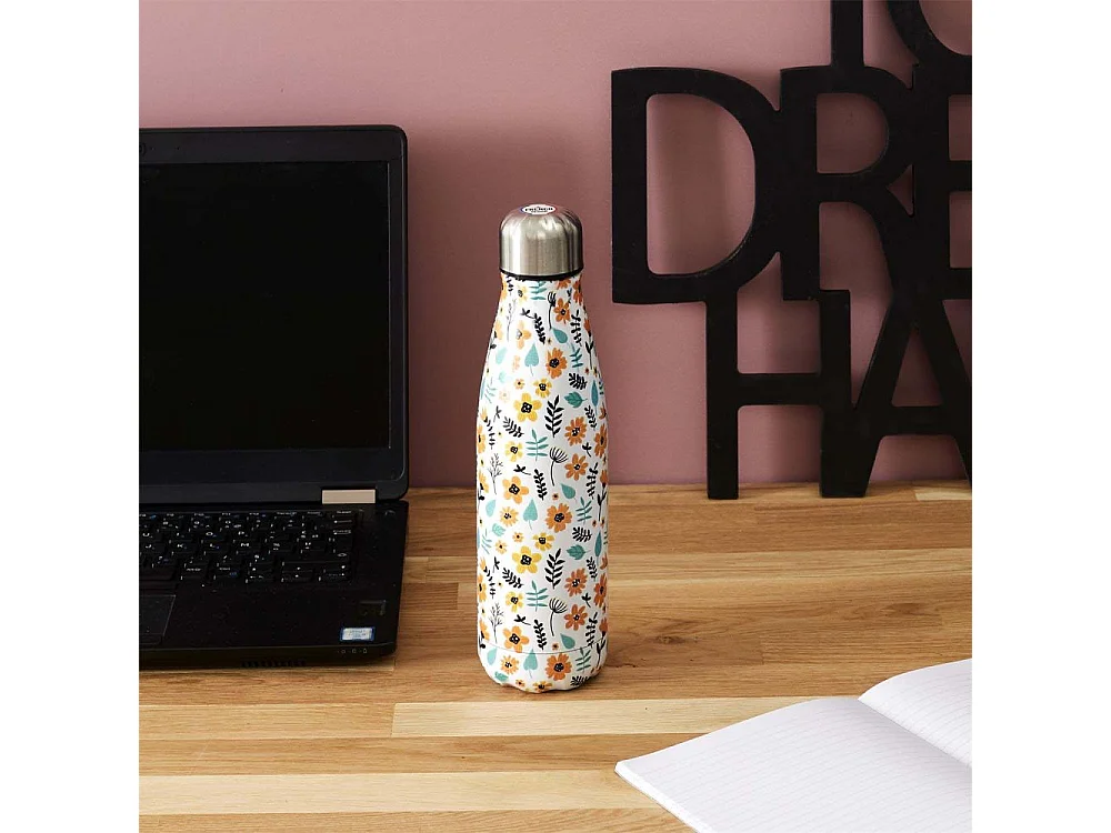 Bouteille de transport en acier inoxydable double paroi 50 cl Fleurs 5