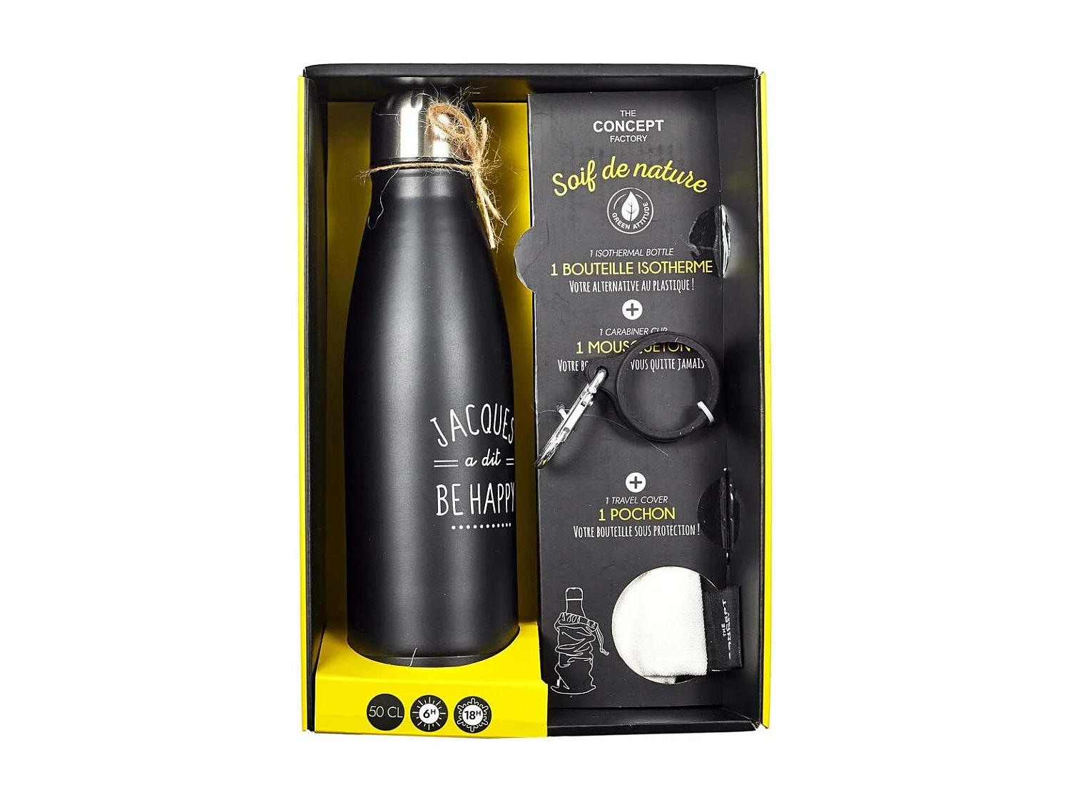 Bouteille Isotherme Jacques A Dit Coffret 50cl Noir, Blanc