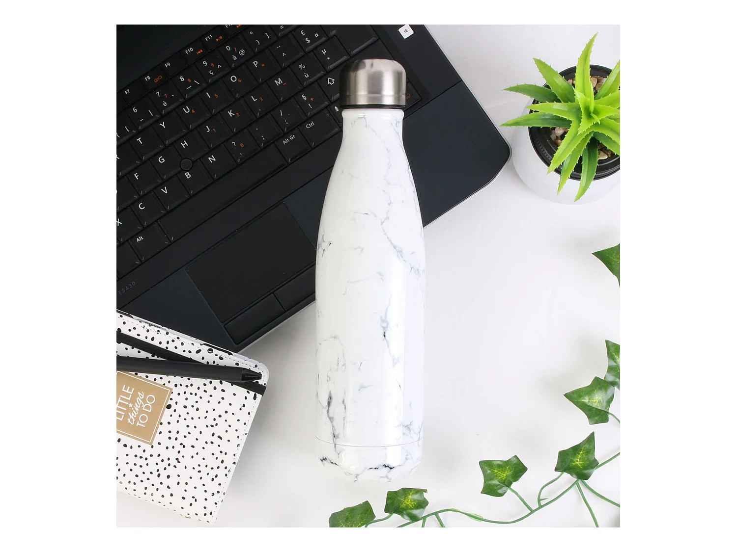 Bouteille De Transport Isotherme Marbree 50cl Blanc, Noir