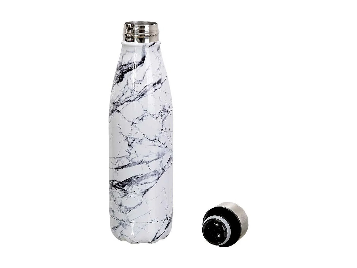 Bouteille De Transport Isotherme Marbree 50cl Blanc, Noir