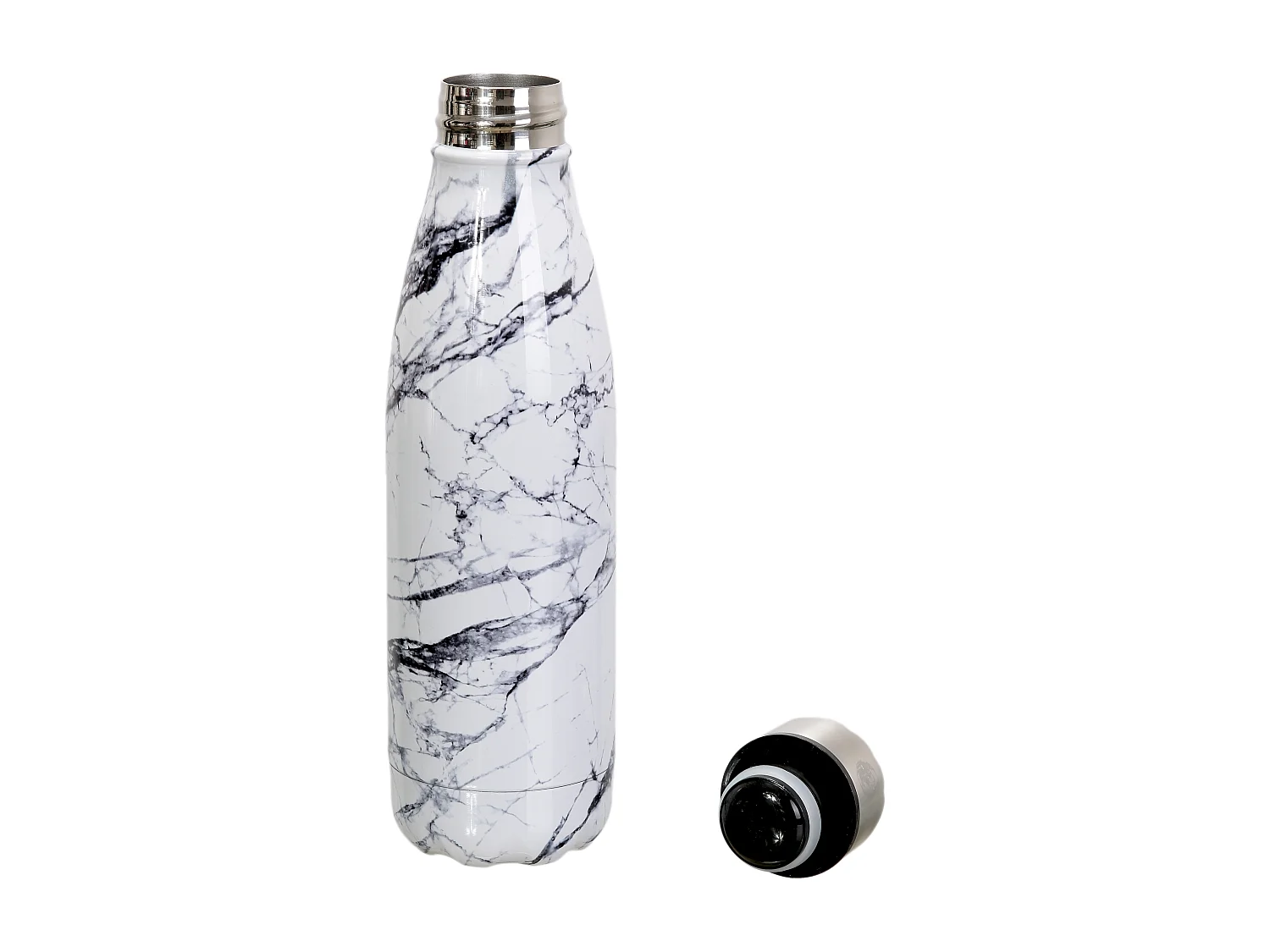 Bouteille De Transport Isotherme Marbree 50cl Blanc, Noir