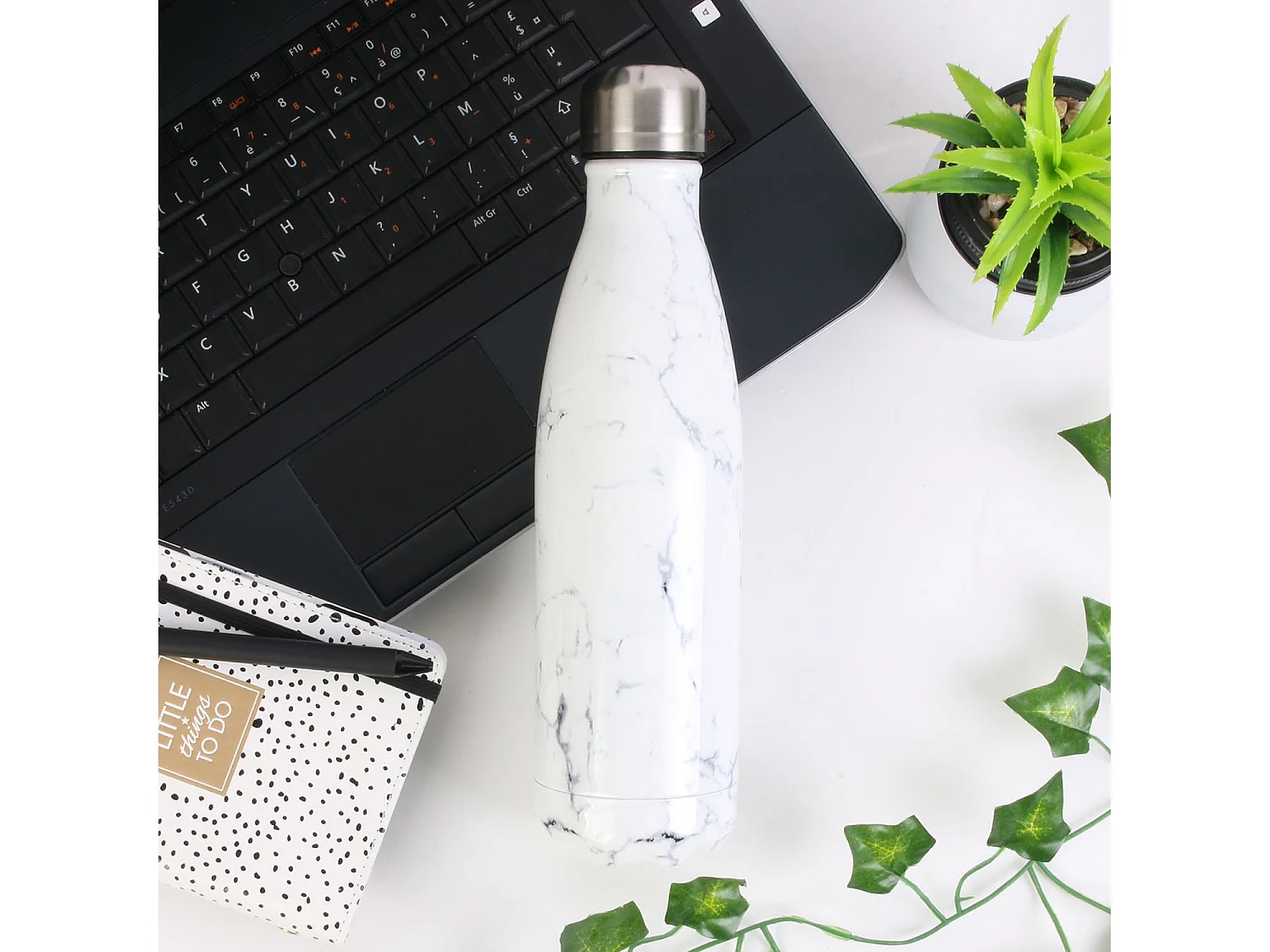 Bouteille De Transport Isotherme Marbree 50cl Blanc, Noir