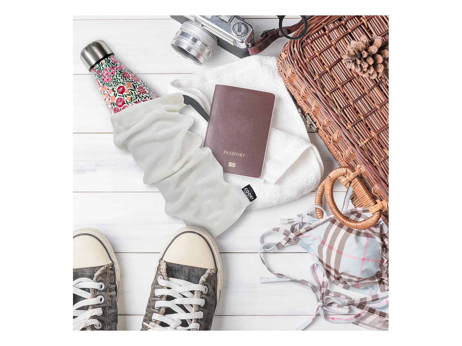 Coffret Bouteille Isotherme Fleurie 50cl Multicolore, Marron