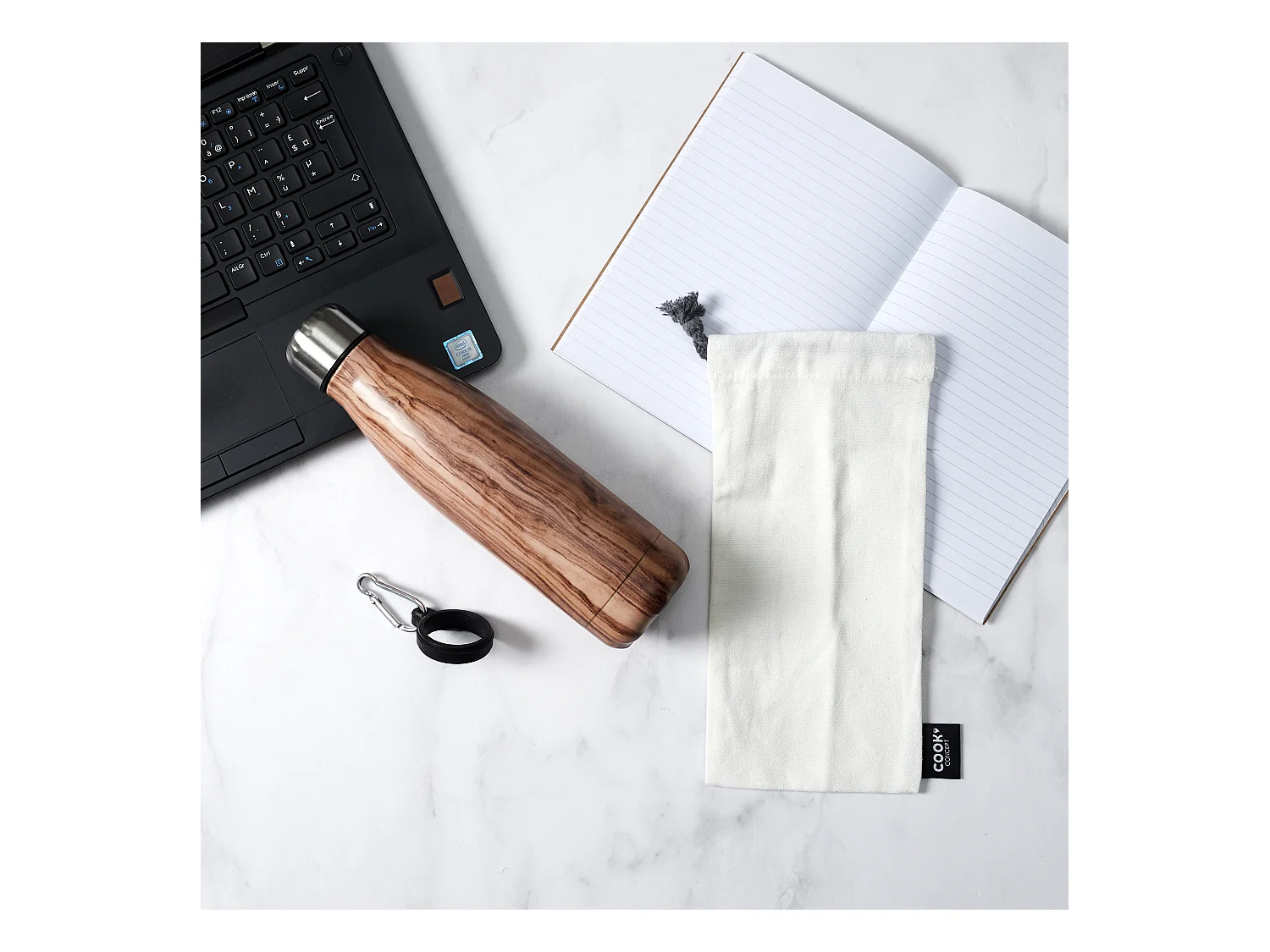 Coffret Bouteille Isotherme Effet Bois 50cl Marron