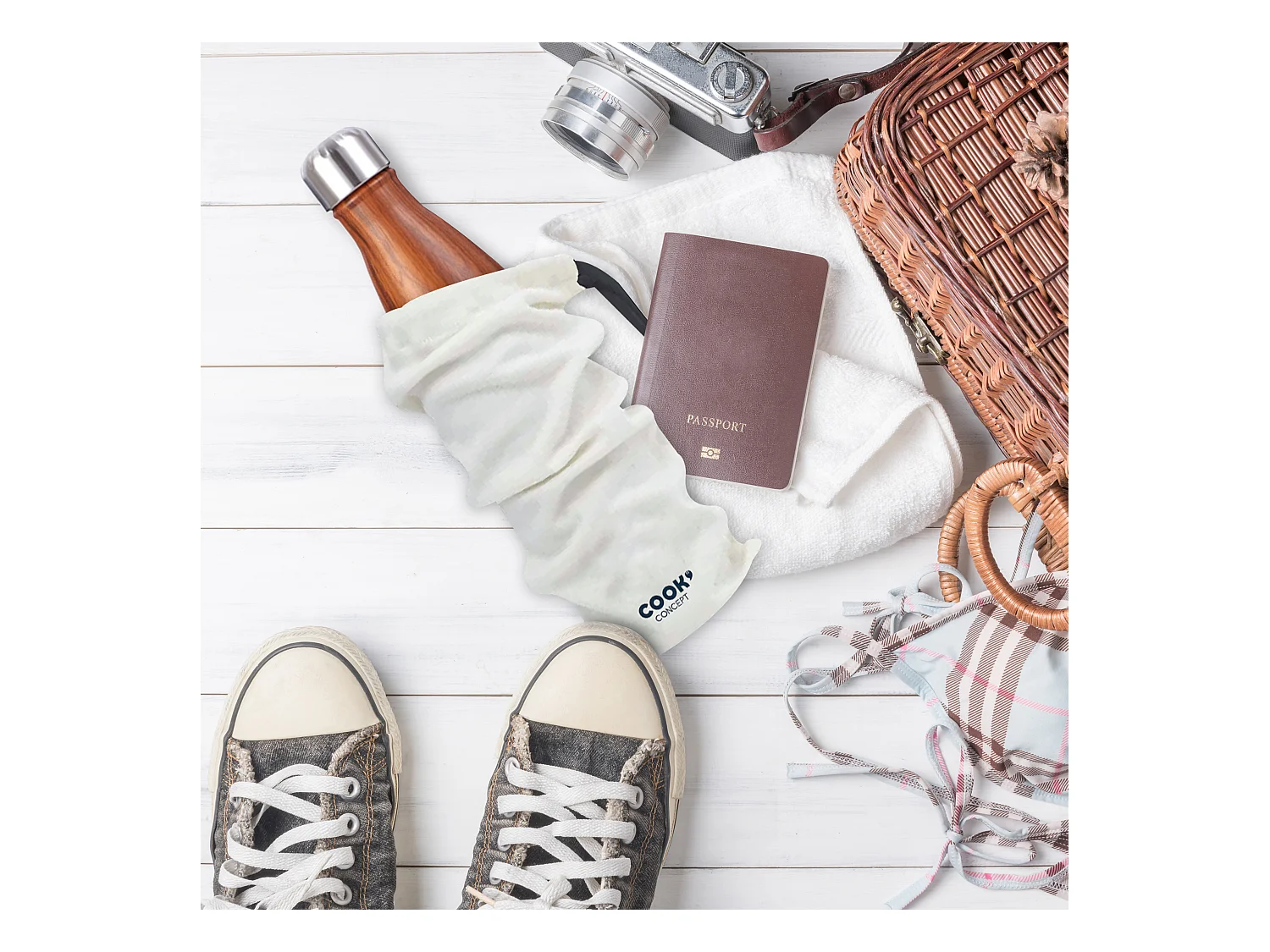 Coffret Bouteille Isotherme Effet Bois 50cl Marron