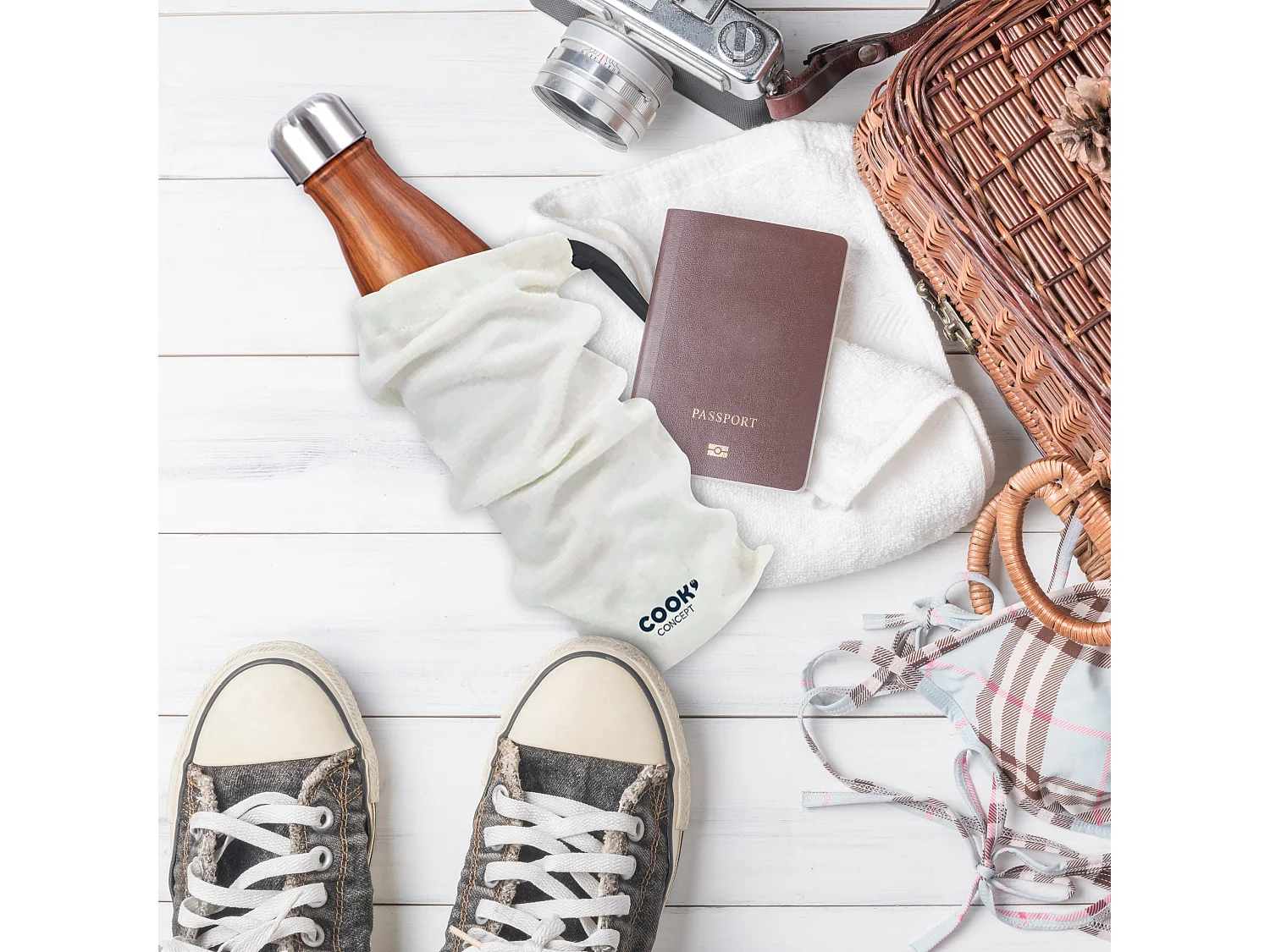 Box Isotherme Flasche 50 cl mit Karabinerhaken Holz