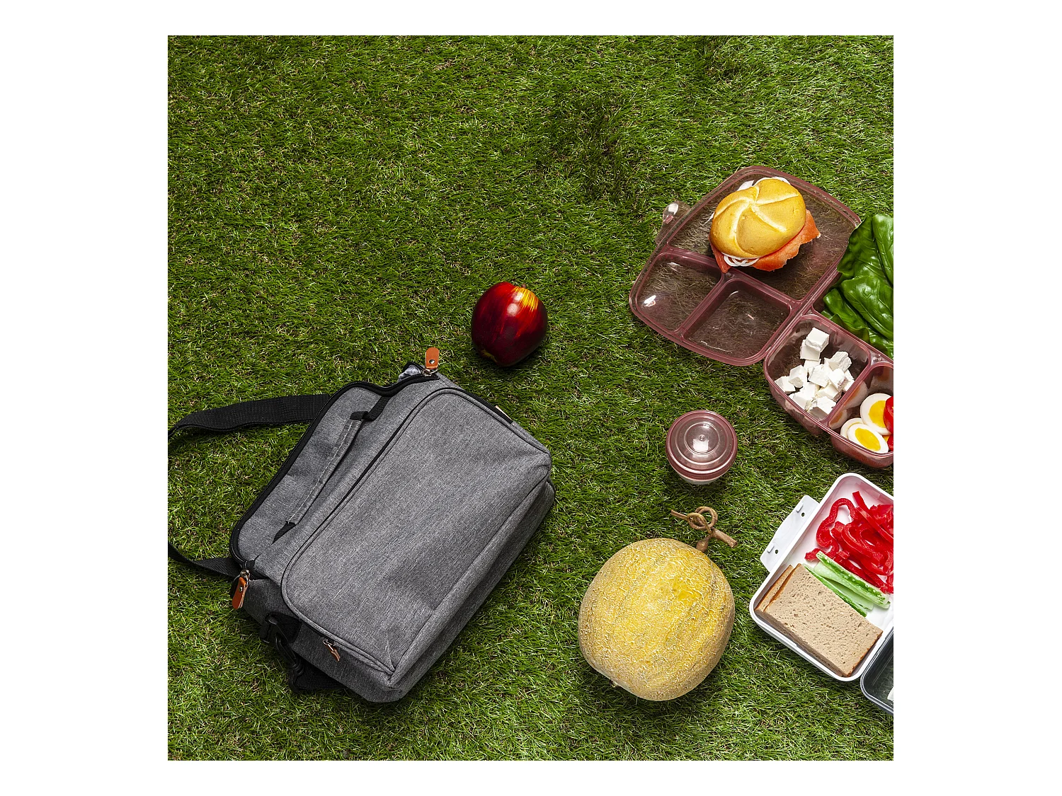 Lunch Bag Gris Zippe 25.4x20.3x12.7cm Gris