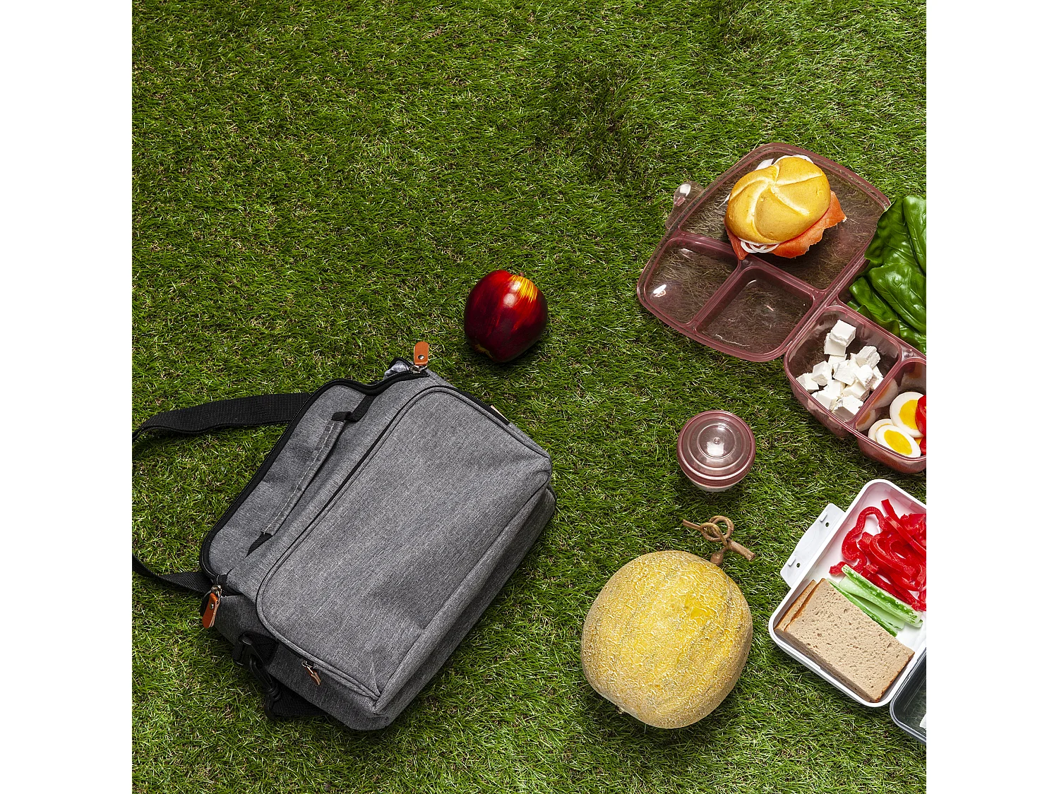 Lunch Bag Gris Zippe 25.4x20.3x12.7cm Gris