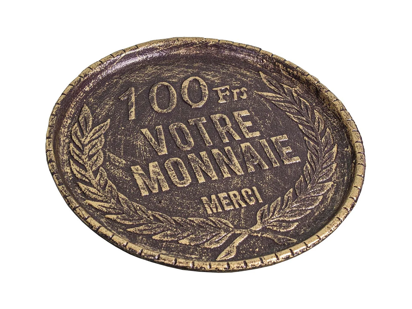 Bandeja decorativa de hierro fundido Revestimiento de monedas