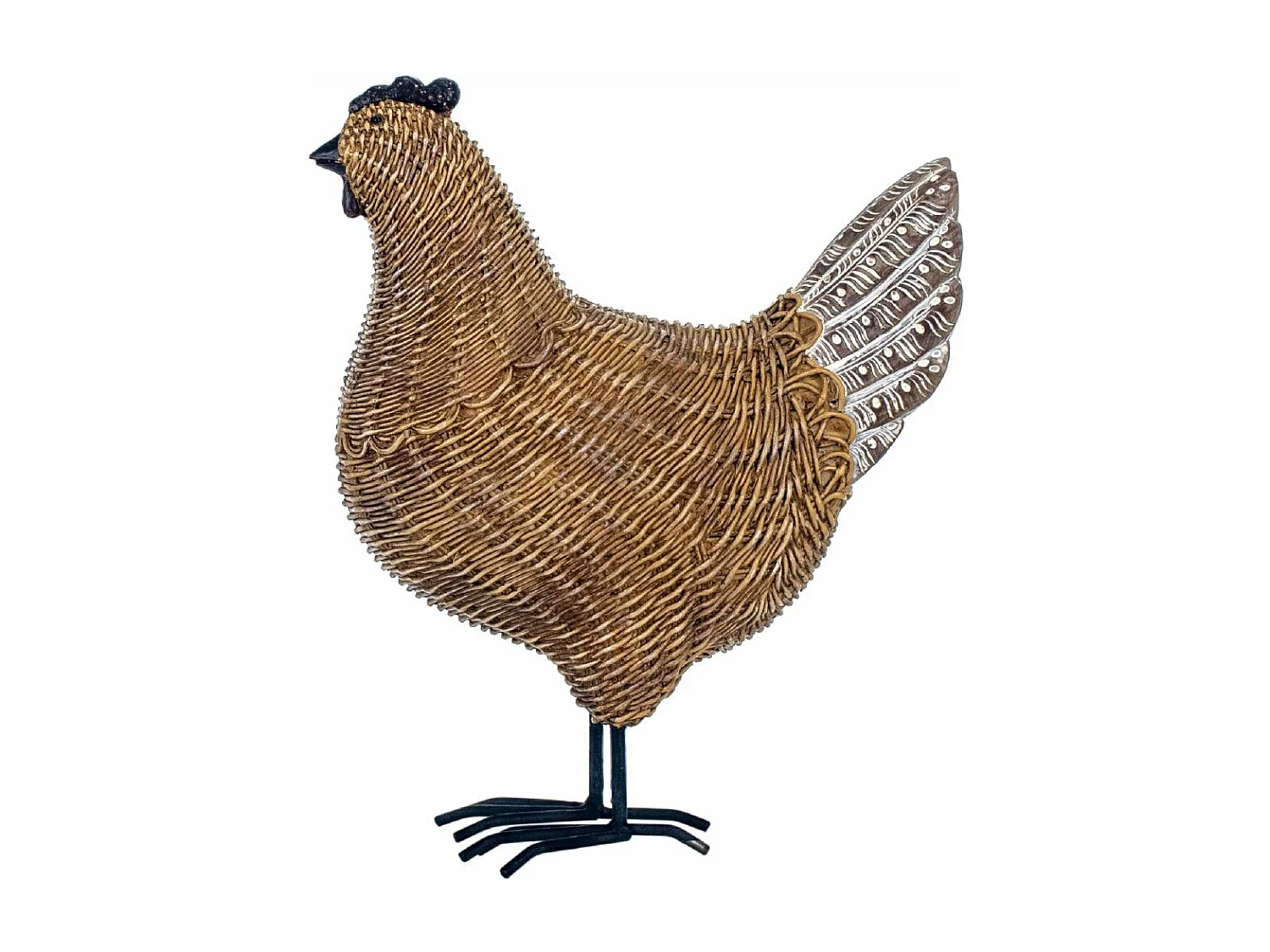 Pollo decorativo en resina y resina tejida