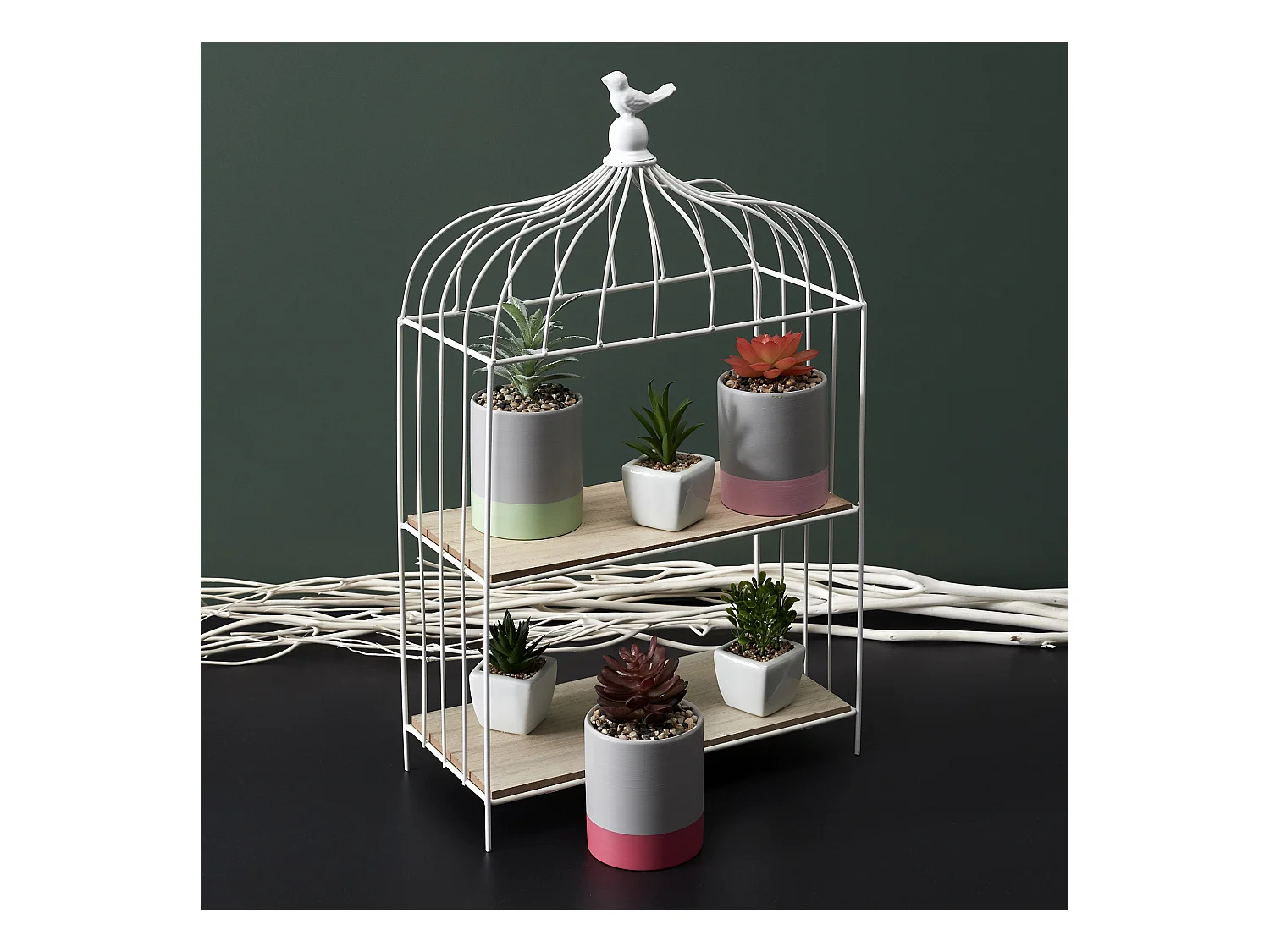 Cage A Oiseau Decorative Metal Blanc Blanc