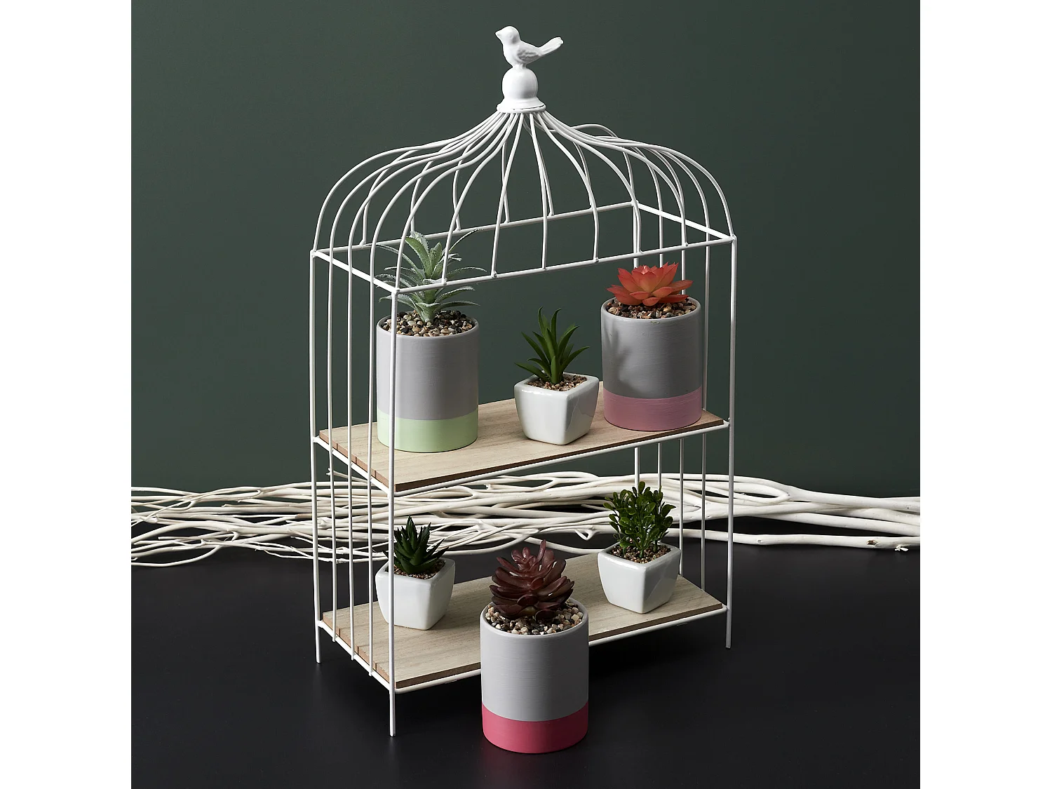 Cage A Oiseau Decorative Metal Blanc Blanc