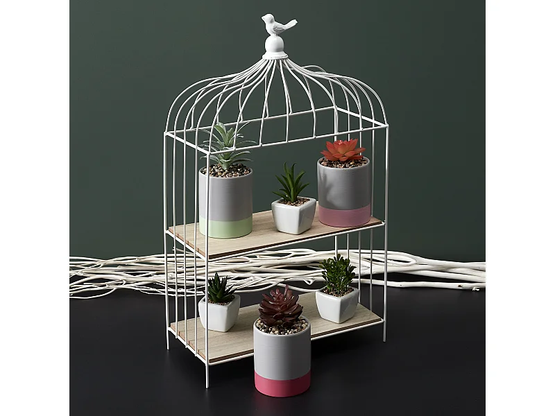 Cage A Oiseau Decorative Metal Blanc Blanc